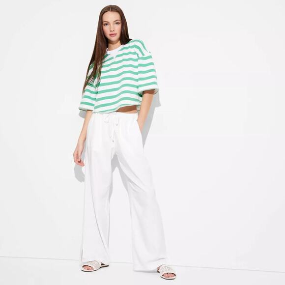 wild fable Pants - Wild Fable Women's Pull On Linen Pants White Size Small